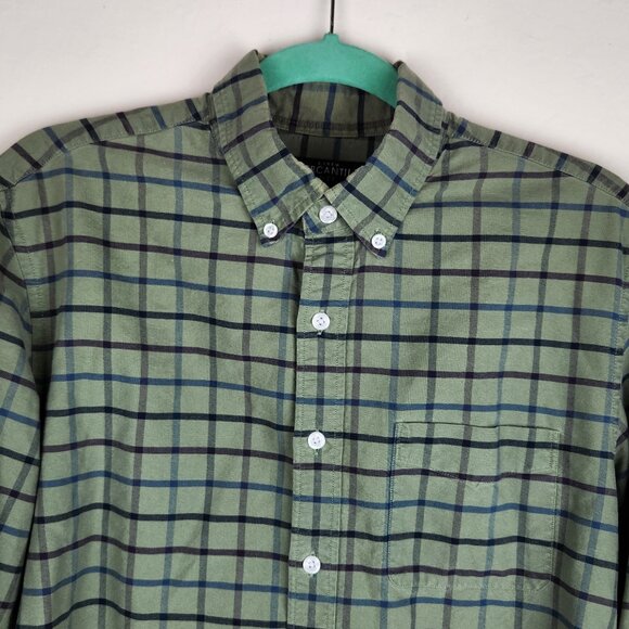 J. Crew Mercantile Flex Button Down Shirt Green Plaid Men’s M Flawed - Picture 3 of 8